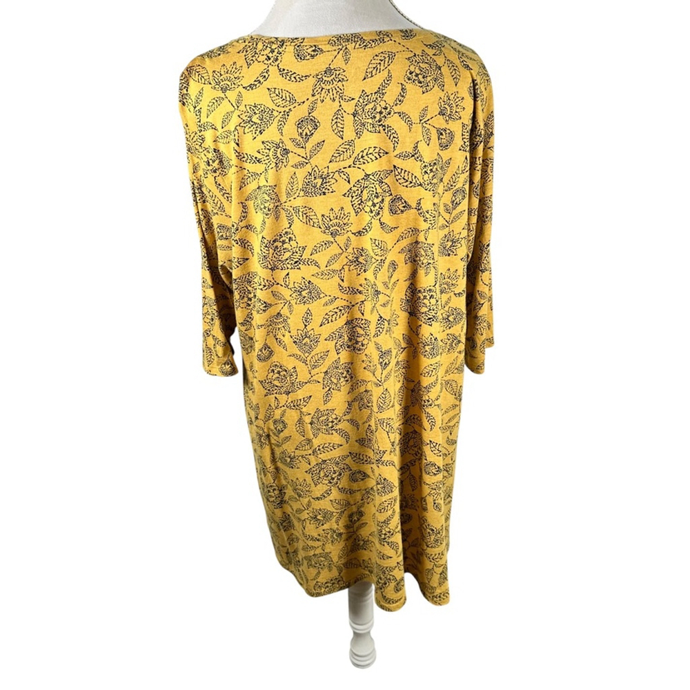 J Jill Pure Jill Ballet Sleeve Tunic Top Chamomile Yellow Floral Boho Size XL - Picture 5 of 10